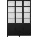 Giga Meubel Vitrinekast/Wit - Metaal - 150x50x230cm - Kast Lott - Zwart