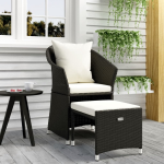 Vidaxl 2-delige Loungeset Met Kussens Poly Rattan - Zwart