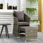 Vidaxl 2-delige Loungeset Met Kussens Poly Rattan - Grijs