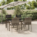 Vidaxl 5-delige Tuinset Met Kussens Poly Rattan Zwart En - Grijs