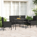 Vidaxl 4-delige Loungeset Met Kussens Poly Rattan - Zwart