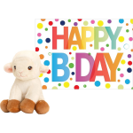 Keel Toys Pluche Dieren Knuffel Schaap/lammetje 12 Cm Met Happy Birthday Wenskaart - Knuffel Boederijdieren