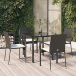 Vidaxl 5-delige Tuinset Met Kussens Poly Rattan - Zwart