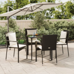 Vidaxl 5-delige Tuinset Met Kussens Poly Rattan - Zwart