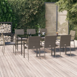 Vidaxl 9-delige Tuinset Met Kussens Poly Rattan Zwart En - Grijs