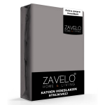 Slaaptextiel Zavelo Hoeslaken Katoen Strijkvrij-lits-jumeaux (180x210 Cm) - Grijs