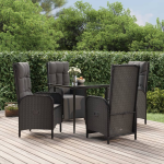 Vidaxl 5-delige Tuinset Met Kussens Poly Rattan - Zwart