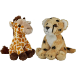 Safari Dieren Serie Pluche Knuffels 2x Stuks - Cheetah En Giraffe Van 15 Cm - Knuffeldier - Grijs