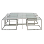 Light & Living - Salontafel Macara Set Van 5 - 100x100x40cm - Zilver