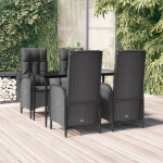 Vidaxl 5-delige Tuinset Met Kussens Poly Rattan - Zwart