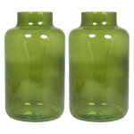 Floran Set Van 2x Bloemenvazen/transparant Glas - H25 X D15 Cm - Vazen - Groen