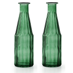 Jodeco Bloemenvaas Marseille - 2x - Fles Model - Glas H25 X D7 Cm - Vazen - Groen