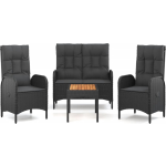 Vidaxl 4-delige Loungeset Met Kussens Poly Rattan - Negro