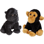 Apen Serie Zachte Pluche Knuffels 2x Stuks - Gorilla En Chimpansee Aap Van 15 Cm - Knuffel Bosdieren - Bruin