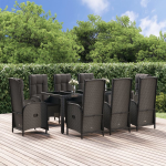 Vidaxl 9-delige Tuinset Poly Rattan - Zwart