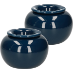 2x Stuks Terras Asbak/stormasbak Rond Keramiek 16 X 11 Cm - Asbakken - Blauw