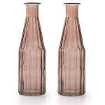 Jodeco - Bloemenvaas Marseille - 2x - Fles Model - Glas H25 X D7 Cm - Vazen - Roze