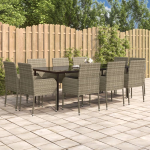 Vidaxl 11-delige Tuinset Met Kussens Poly Rattan Zwart En - Grijs