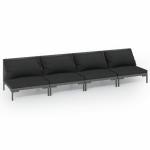 Vidaxl 4-delige Loungeset Met Kussens Poly Rattan Donker - Grijs