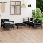 Vidaxl 6-delige Loungeset Massief Grenenhout - Negro