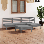 Vidaxl 5-delige Loungeset Massief Grenenhout - Gris