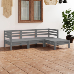 Vidaxl 4-delige Loungeset Massief Grenenhout - Gris