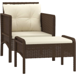 Vidaxl 2-delige Loungeset Met Kussens Poly Rattan - Marrón