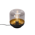 QAZQA Design tafellamp zwart met goud en smoke glas - Kyan - Grijs