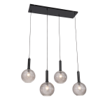 QAZQA Design hanglamp met smoke glas 4-lichts - Chico - Zwart