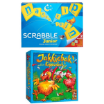Mattel Spellenbundel - 2 Stuks - Scrabble Junior & Jakkiebak! Kippenkak!