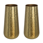 Gerim 2x Stuks Bloemenvazen Van Metaal 36 X 17 Cm Kleur Metallic Goud - Vazen