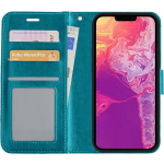 Basey Iphone 13 Pro Hoesje Bookcase Kunstleer - Iphone 13 Pro Hoes Flip Case Book Cover - Turquoise