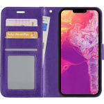 Basey Iphone 13 Pro Hoesje Bookcase Kunstleer - Iphone 13 Pro Hoes Flip Case Book Cover - Paars