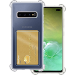 Basey Samsung Galaxy S10 Plus Hoesje Siliconen Hoes Case Cover Met Pasjeshouder - Transparant