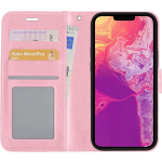 Basey Iphone 13 Pro Hoesje Bookcase Kunstleer - Iphone 13 Pro Hoes Flip Case Book Cover - Licht - Roze