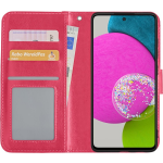 Basey Samsung Galaxy A52 Hoesje Book Case Kunstleer Cover Hoes - Donker - Roze