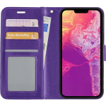 Basey Iphone 13 Hoesje Bookcase Kunstleer - Iphone 13 Hoes Flip Case Book Cover - Paars