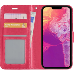 Basey Iphone 13 Hoesje Bookcase Kunstleer - Iphone 13 Hoes Flip Case Book Cover - Donker - Roze