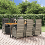 Vidaxl 7-delige Tuinset Met Kussens Poly Rattan - Gris