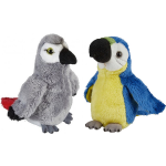 Papegaaien Serie Pluche Knuffels 2x Stuks -Blauwe En Grijze Van 15 Cm - Vogel Knuffels