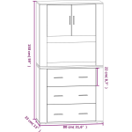 Vidaxl Hoge Kast Bewerkt Hout Hoogglans Wit