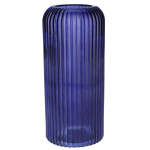 Bellatio Design Bloemenvaas - Donker - Transparant Glas - D9 X H20 Cm - Vazen - Blauw