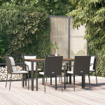 Vidaxl 7-delige Tuinset Met Kussens Poly Rattan - Zwart