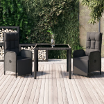 Vidaxl 3-delige Tuinset Met Kussens Poly Rattan - Zwart