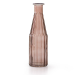 Jodeco Bloemenvaas Marseille - Fles Model - Glas H25 X D7 Cm - Vazen - Roze