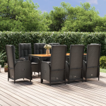 Vidaxl 9-delige Tuinset Poly Rattan - Zwart