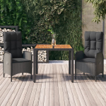 Vidaxl 3-delige Tuinset Met Kussens Poly Rattan - Zwart