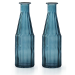 Jodeco Bloemenvaas Marseille - Fles Model - Glas H25 X D7 Cm - Vazen - Blauw