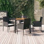 Vidaxl 5-delige Tuinset Met Kussens Poly Rattan - Zwart