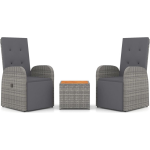 Vidaxl 3-delige Loungeset Poly Rattan En Massief Acaciahout - Gris